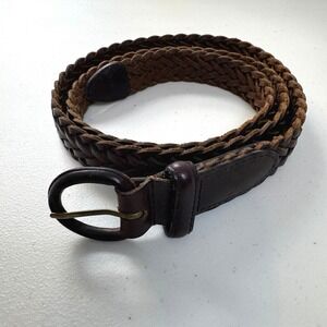 Dockers Braided Belt Mens 36 Brown Tanned Cowhide Leather Woven Preppy Rugged